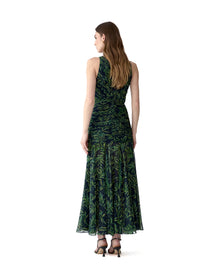 Gathered V-Neck Midi Dress | Midnight Multi