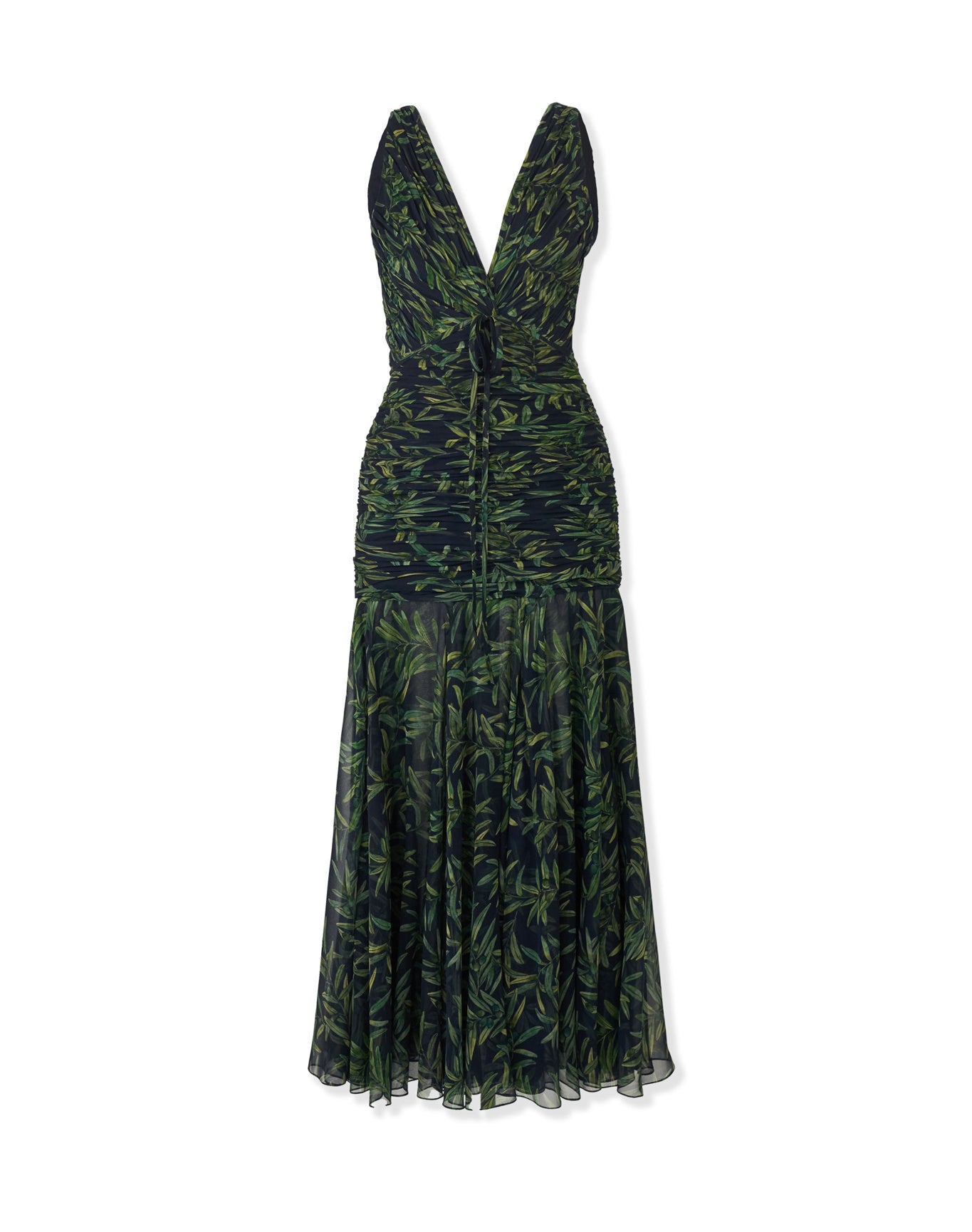 Gathered V-Neck Midi Dress | Midnight Multi