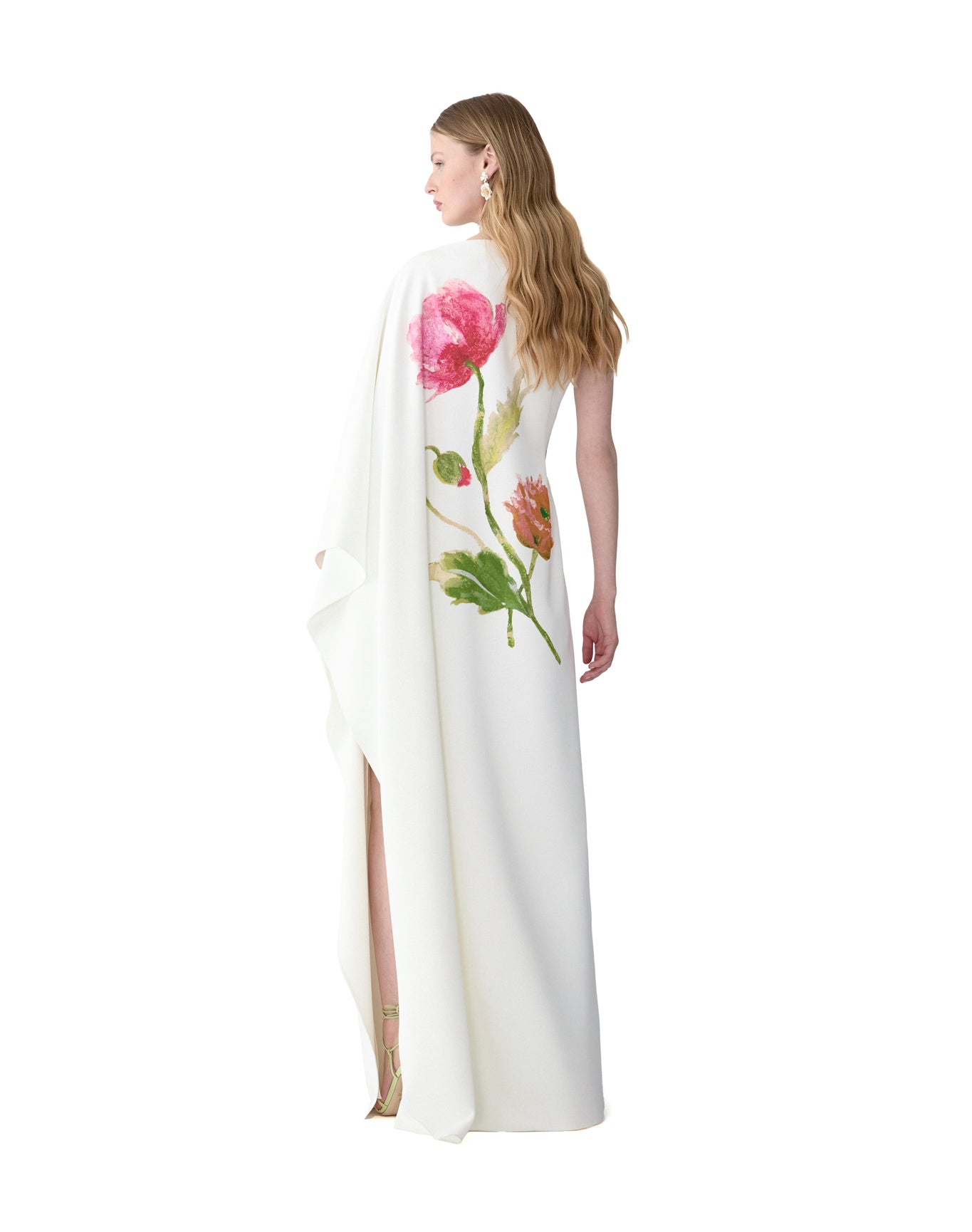 One Shoulder Column Gown | White Multi