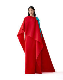 One Shoulder Cape Column Gown With Train | Herrera Red Mul