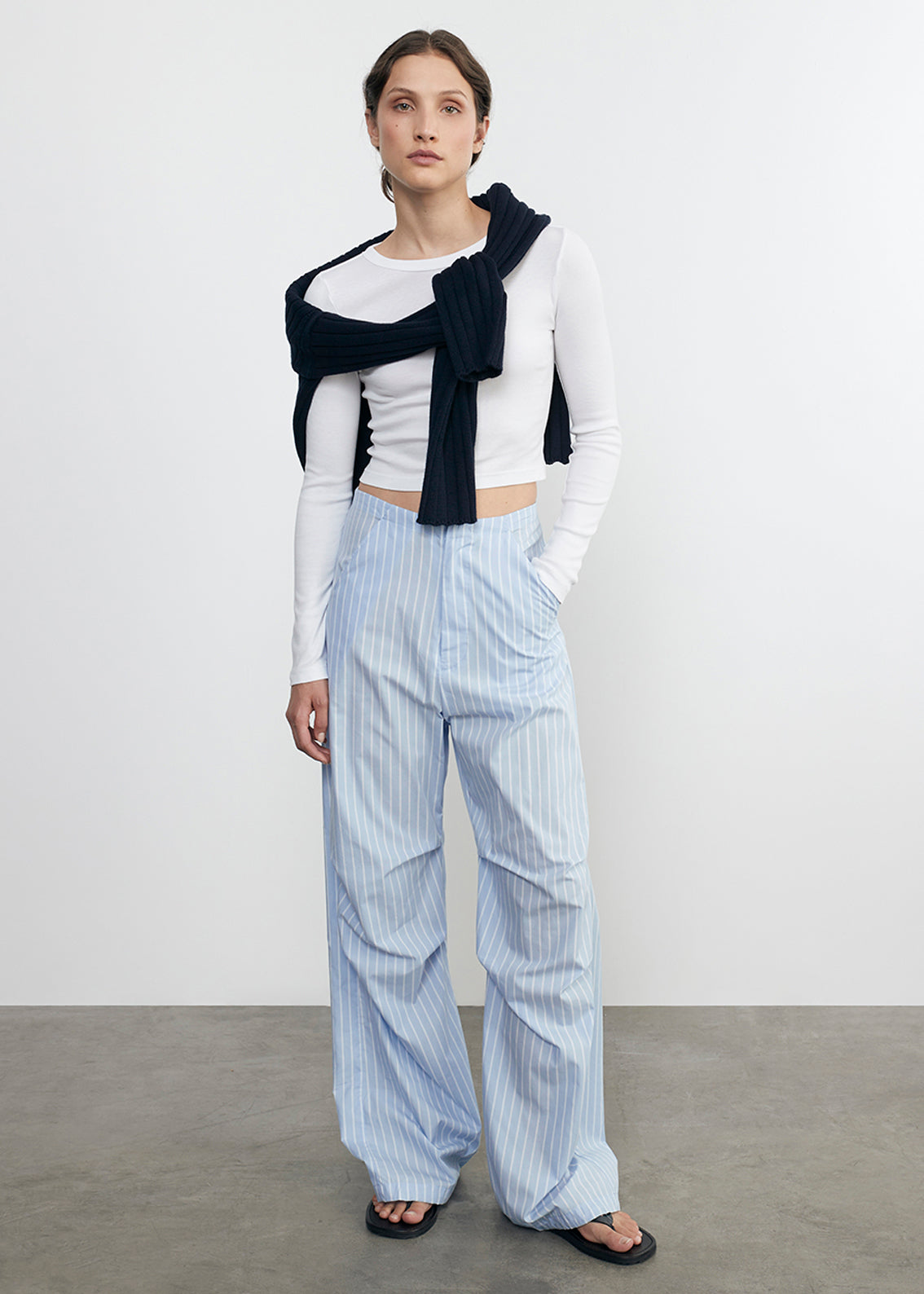 chunky cotton fisherman sweater in indigo