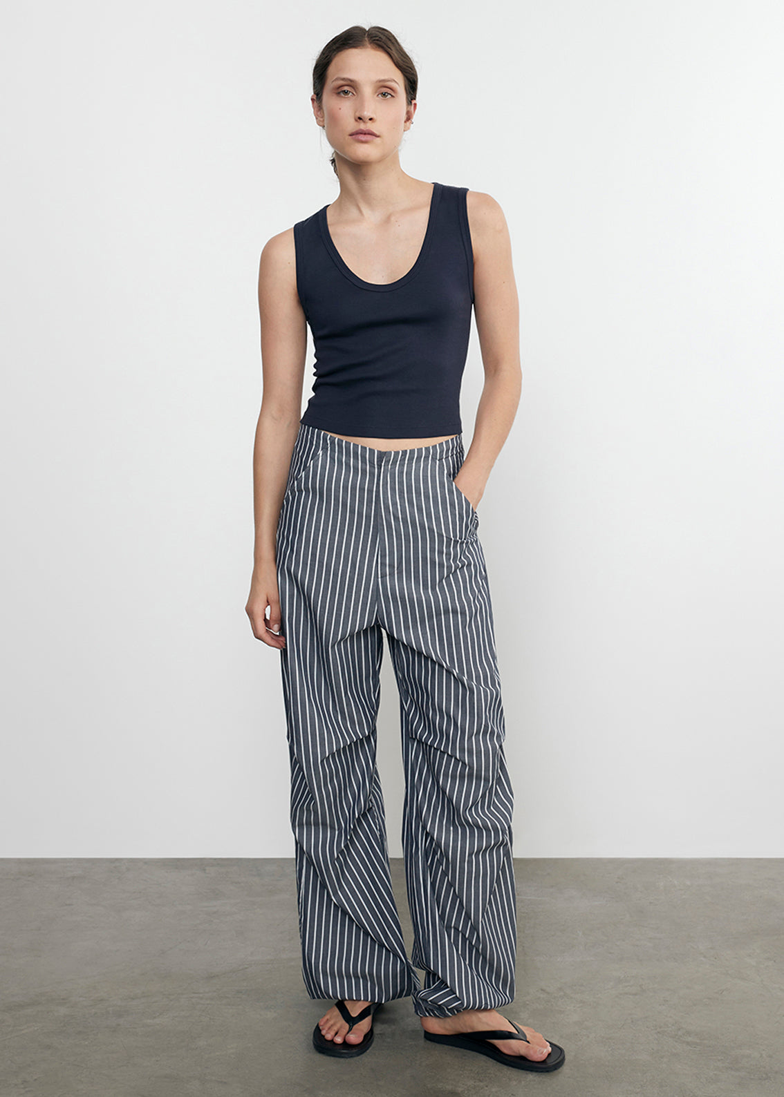 Poplin Flight Pant | Navy/White