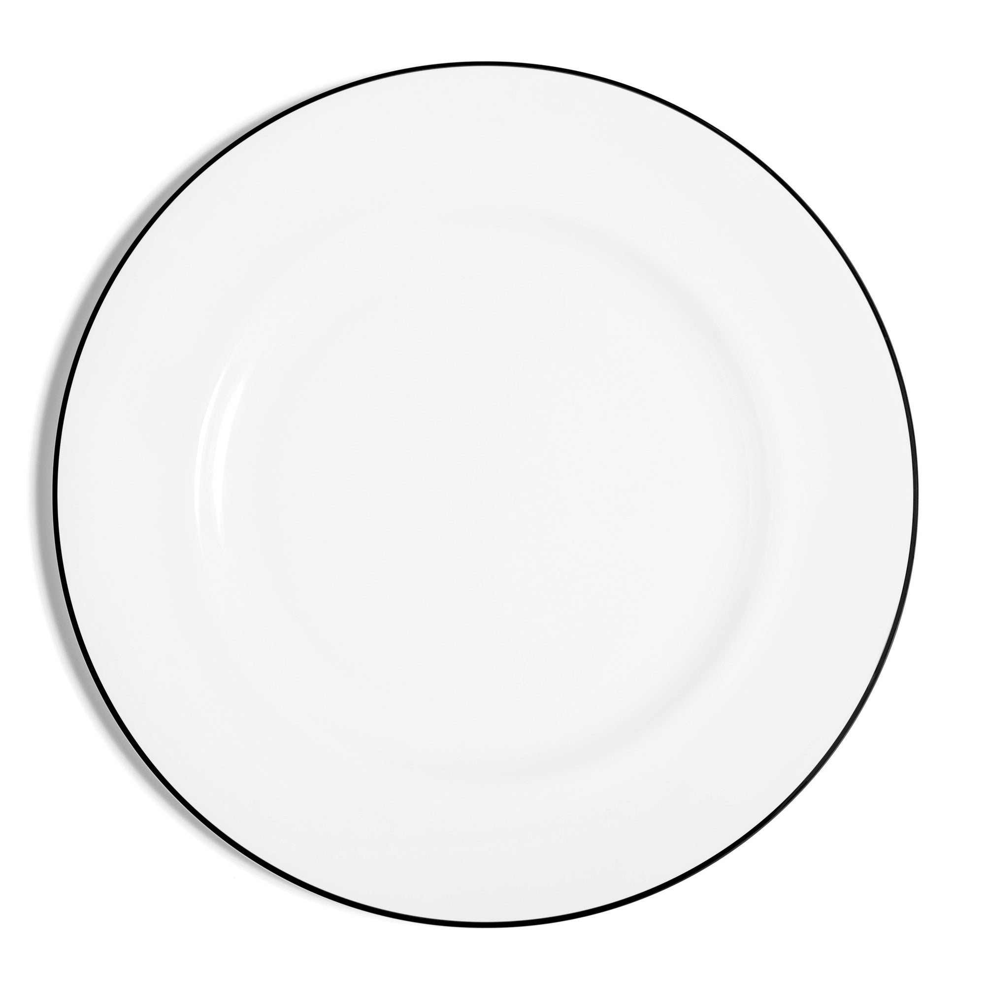 Rimmed Dinner Plate (Set of 2) | Bone China | White | Matte Black | Line Collection