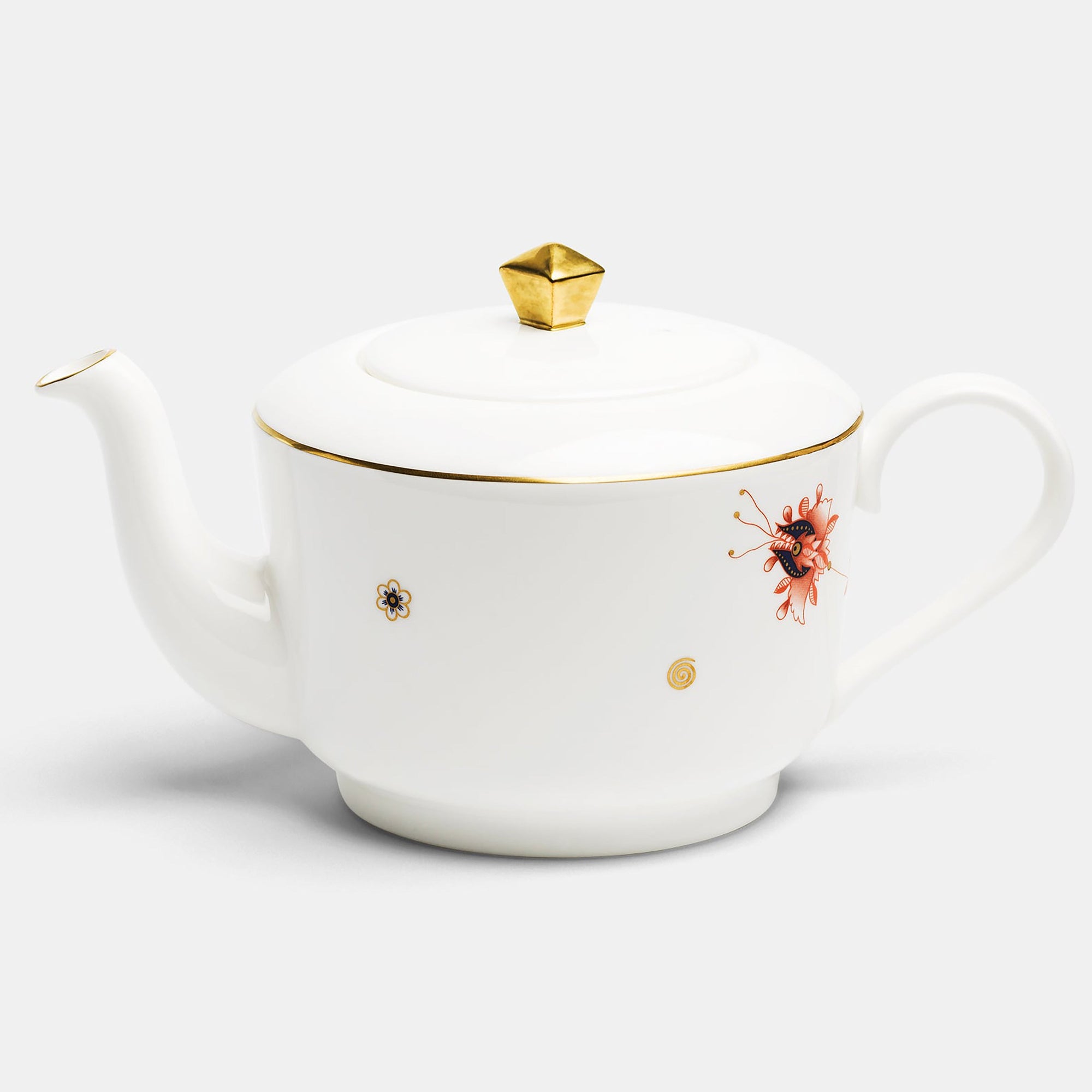 Medium Teapot | Bone China | White | Dragon Flower | The V&A Series