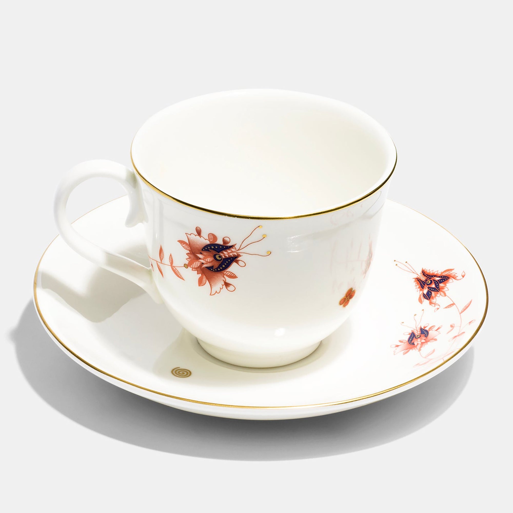 Teacup & Saucer | Bone China | White | Dragon Flower | The V&A Series