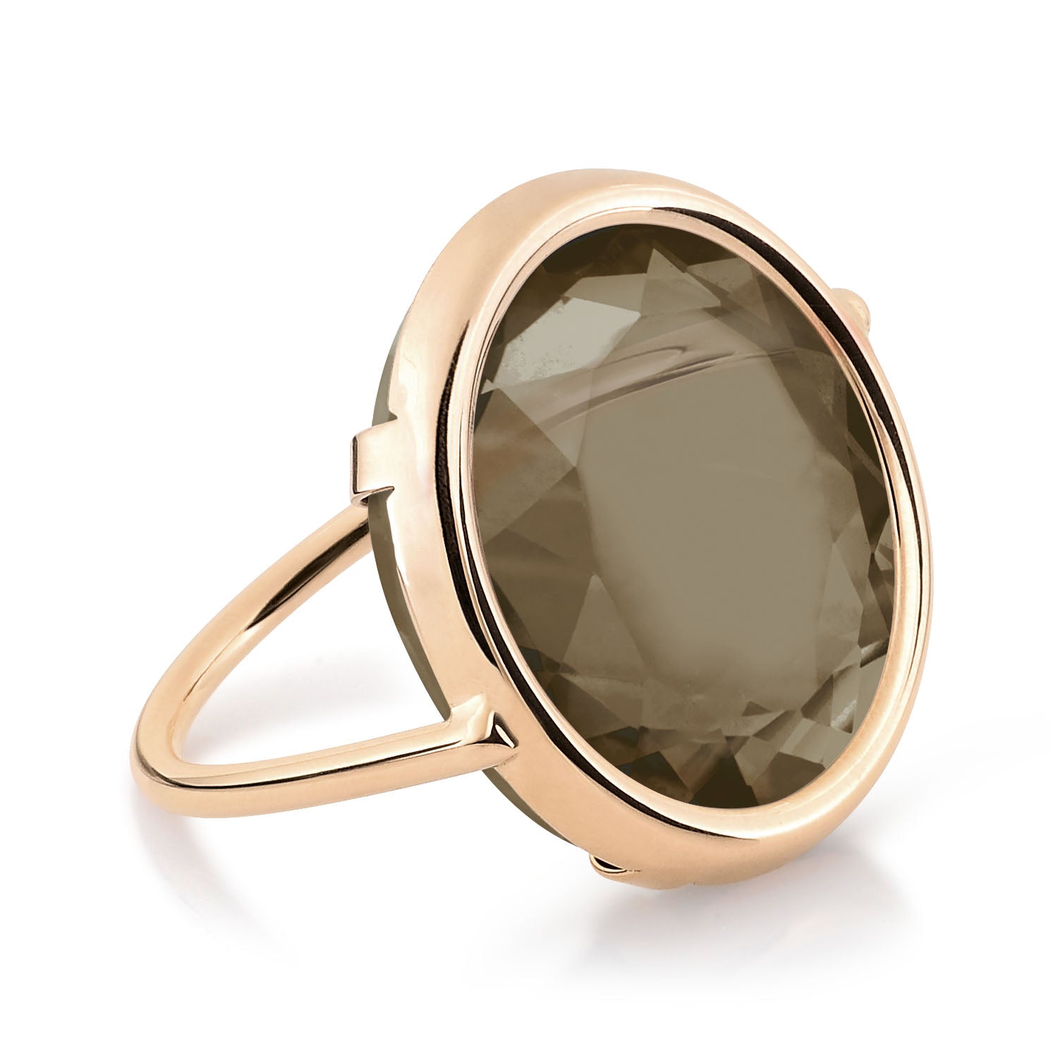 Smoky Quartz Disc Ring | 18K Rose Gold