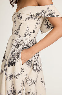 Emblem Fleur Structured Bodice Dress | Ivory Combo