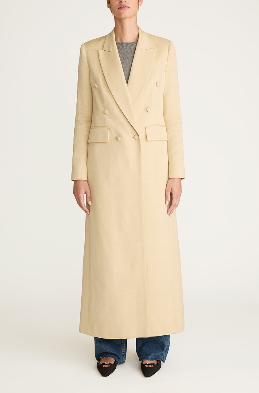 Viscose Slub Blazer Coat | Straw