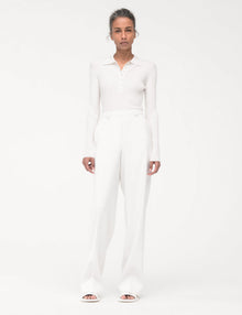 Women | Ribbed Knit Polo | Off White