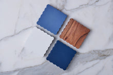 Scalloped Wood Coasters - Square | Maritime Colors | Set of 4