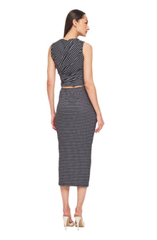 Rosalie Skirt | Navy Ivory Stripe