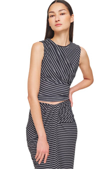 Rosalie Skirt | Navy Ivory Stripe