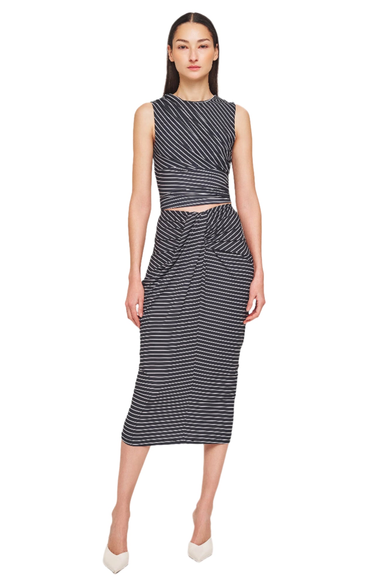 Rosalie Skirt | Navy Ivory Stripe