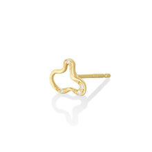 14K Recycled Gold Ripple Stud Earring- Demi Pavé on a white background