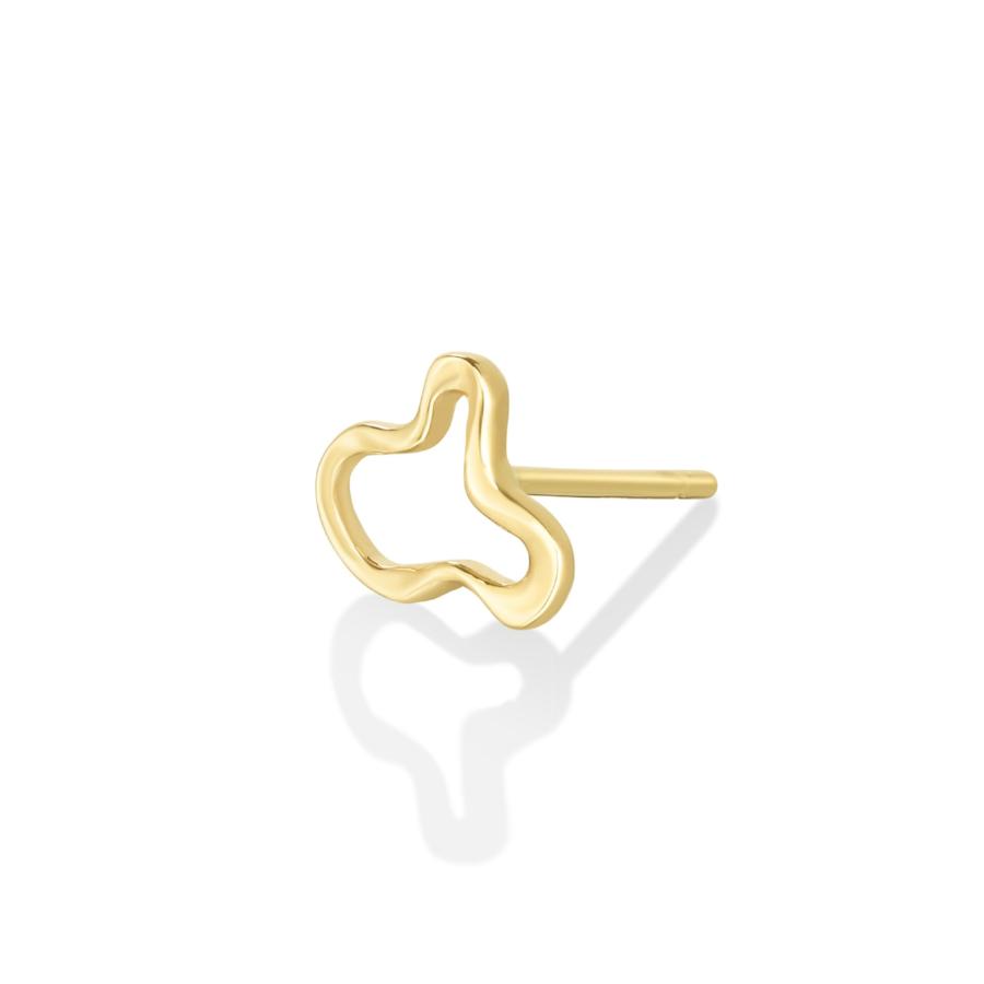 14k gold Plain Ripple Stud Earring on a white background