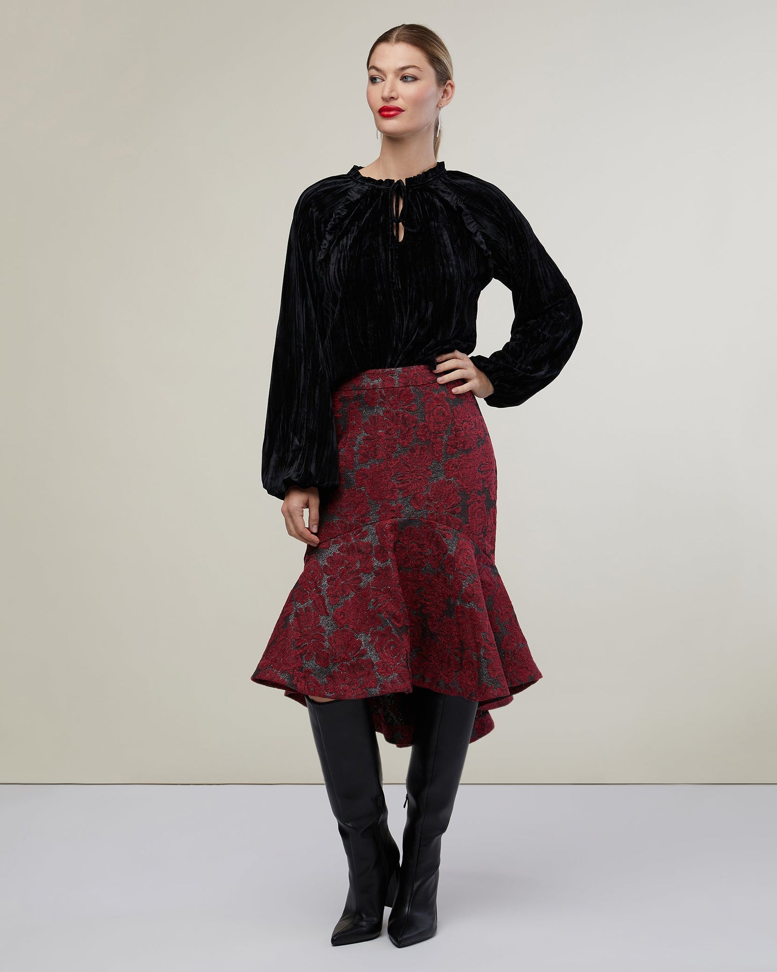 Fit & Flare Skirt | Deep Red