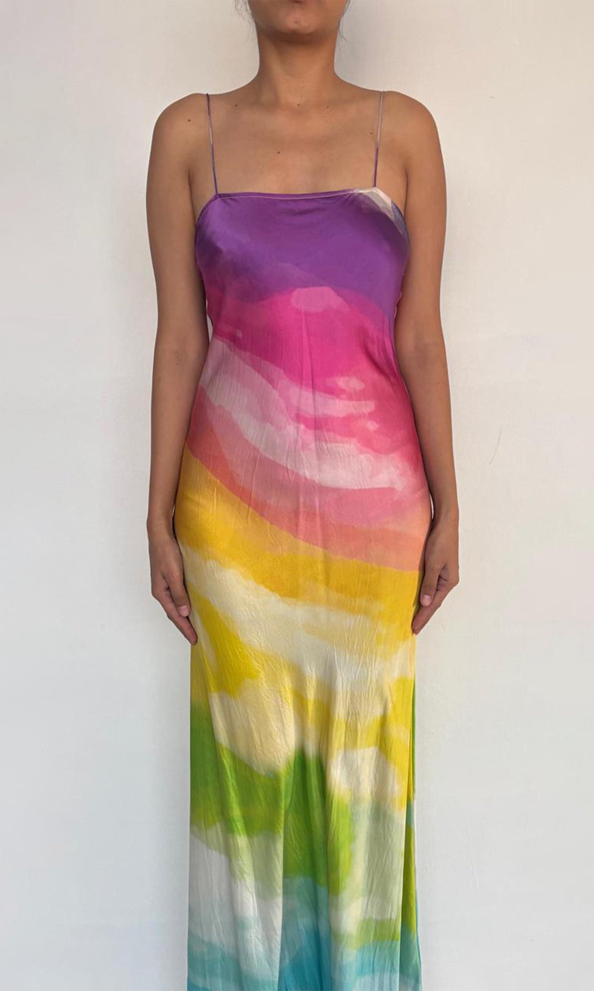 Rococo Sand | Aimee Charmeuse Silk Long Dress | Rainbow