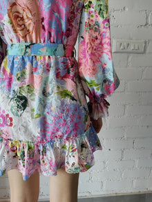Rococo Sand | Aster V-Neck Short Dress | Blue Multi