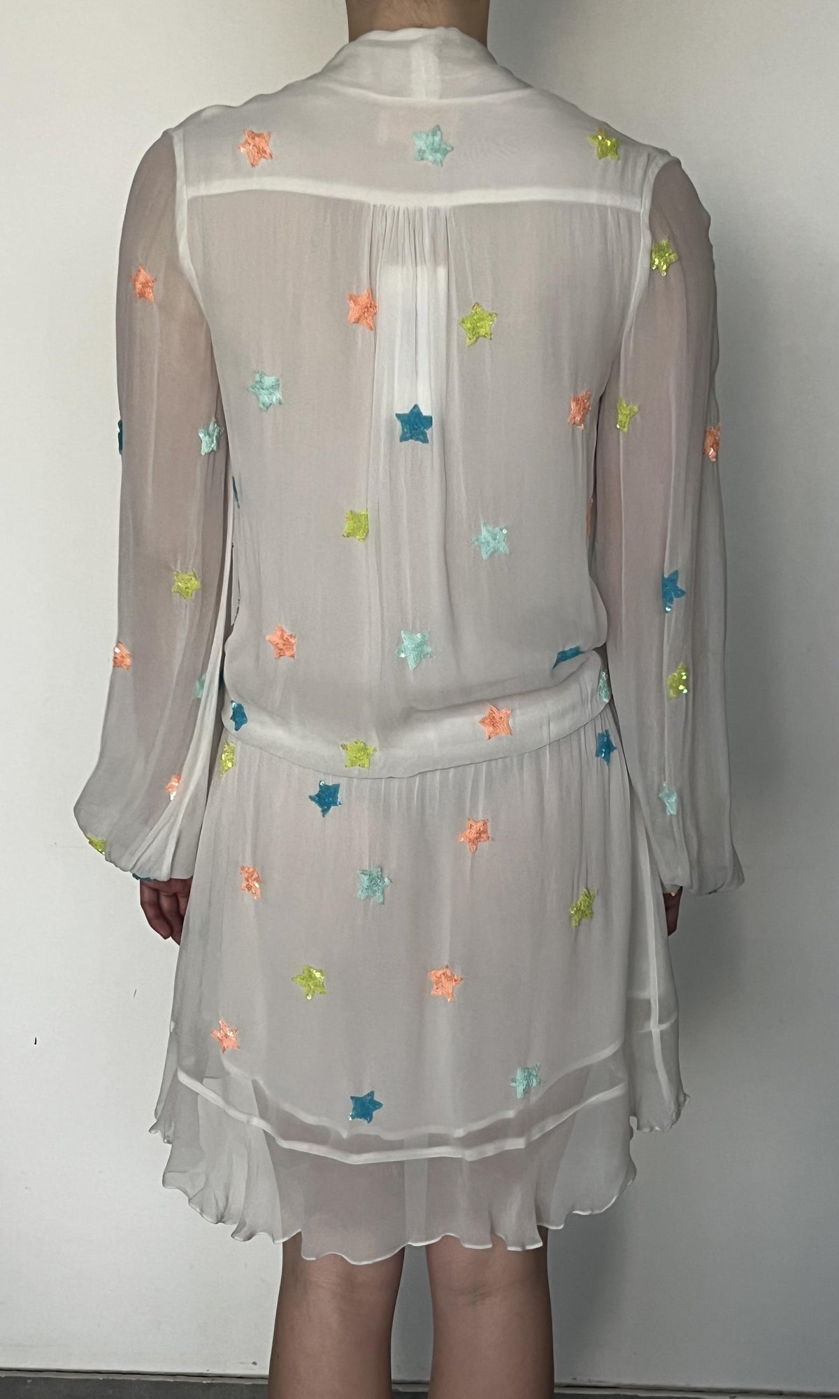 Rococo Sand | Astral Viscose Georgette Short Dress | White