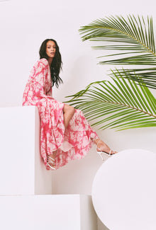 Rococo Sand | Ava V-Neck Botton-Down Long Dress | Rosewood
