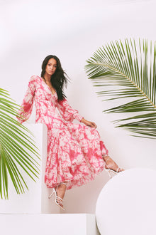 Rococo Sand | Ava V-Neck Botton-Down Long Dress | Rosewood