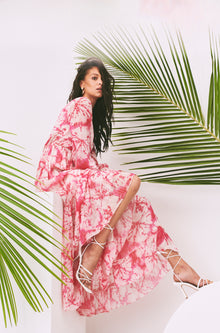 Rococo Sand | Ava V-Neck Botton-Down Long Dress | Rosewood