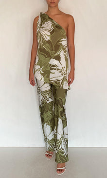 Rococo Sand | Avo Polyester Satin Lycra Bias Pants | Green
