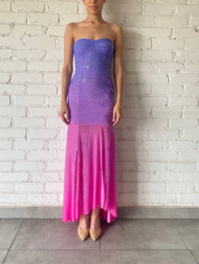 Rococo Sand | Blake Floral Sequin Embroidery Long Dress | Purple/Pink Ombre