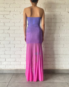 Rococo Sand | Blake Floral Sequin Embroidery Long Dress | Purple/Pink Ombre