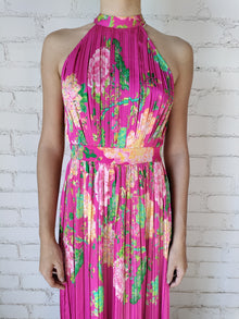 Rococo Sand | Chloe Halter-Neck Long Dress | Fuchsia/Pink