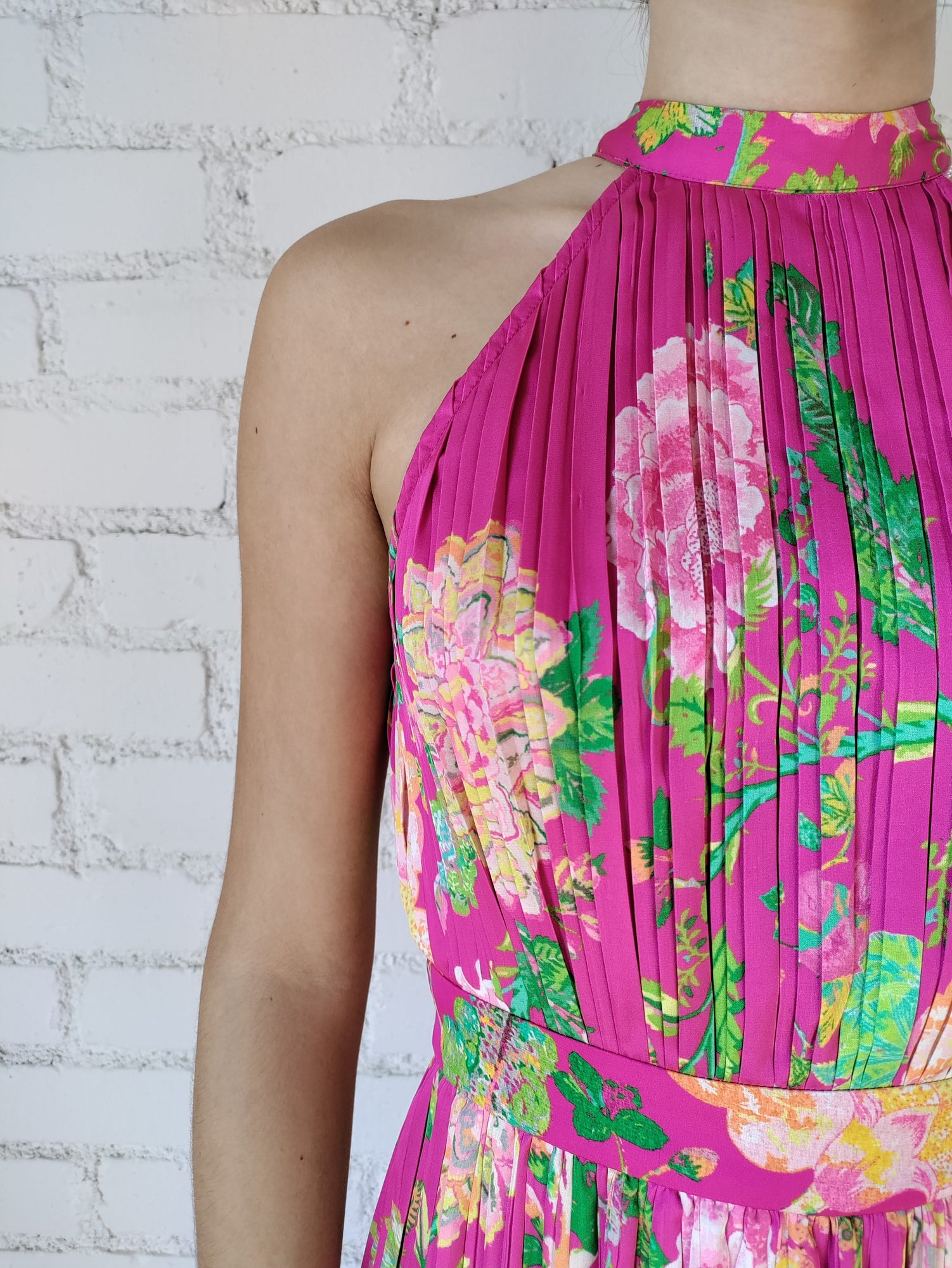 Rococo Sand | Chloe Halter-Neck Long Dress | Fuchsia/Pink