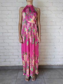 Rococo Sand | Chloe Halter-Neck Long Dress | Fuchsia/Pink