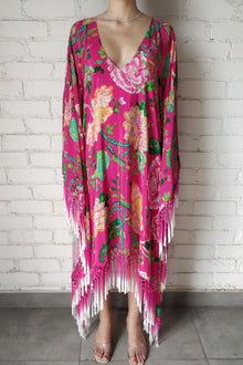 Rococo Sand | Chloe High Low Cape | Fuchsia/Pink