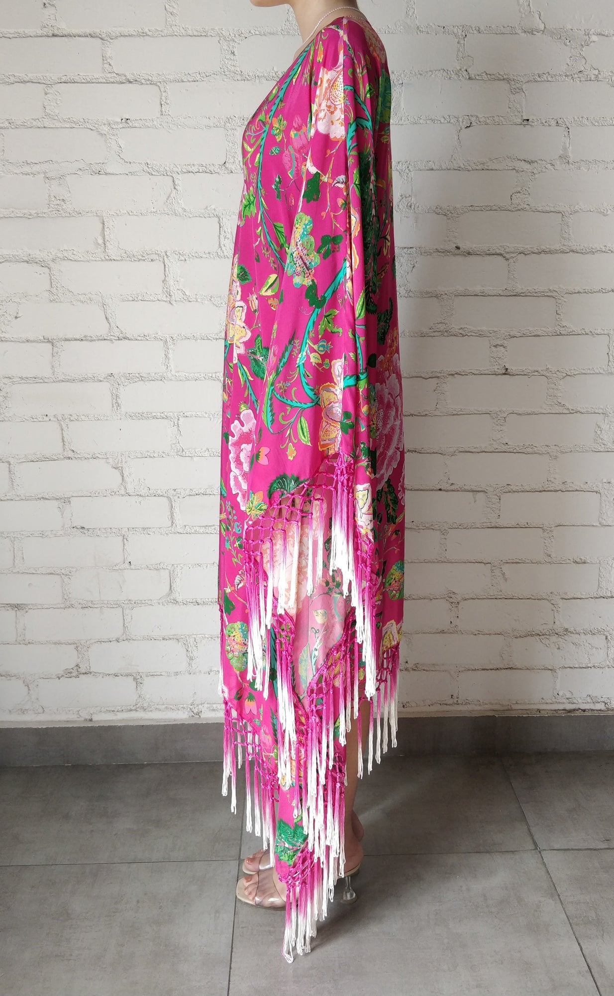 Rococo Sand | Chloe High Low Cape | Fuchsia/Pink
