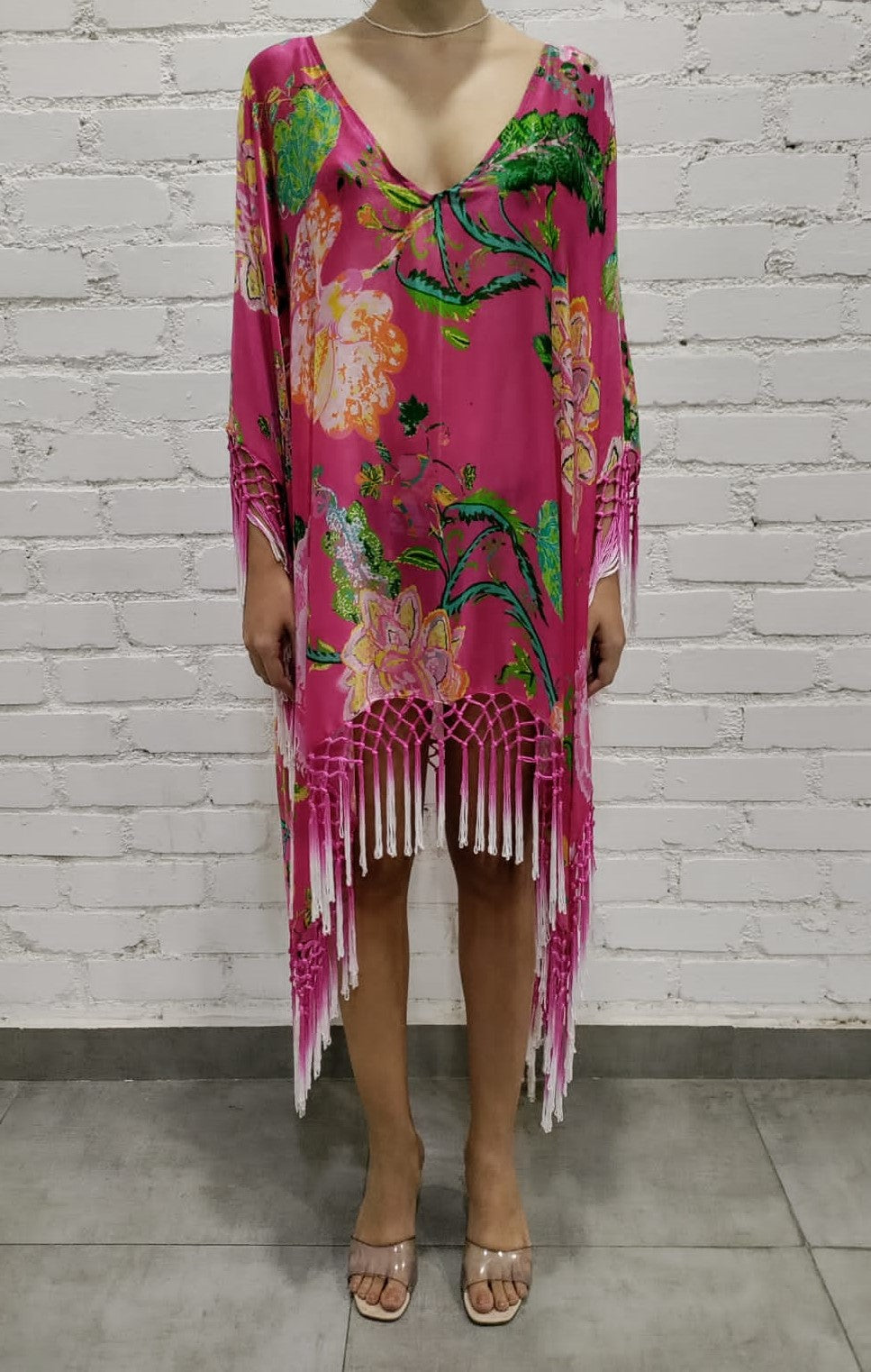 Rococo Sand | Chloe High Low Cape | Fuchsia/Pink