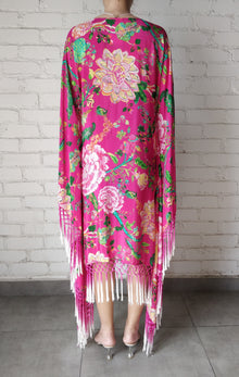 Rococo Sand | Chloe High Low Cape | Fuchsia/Pink