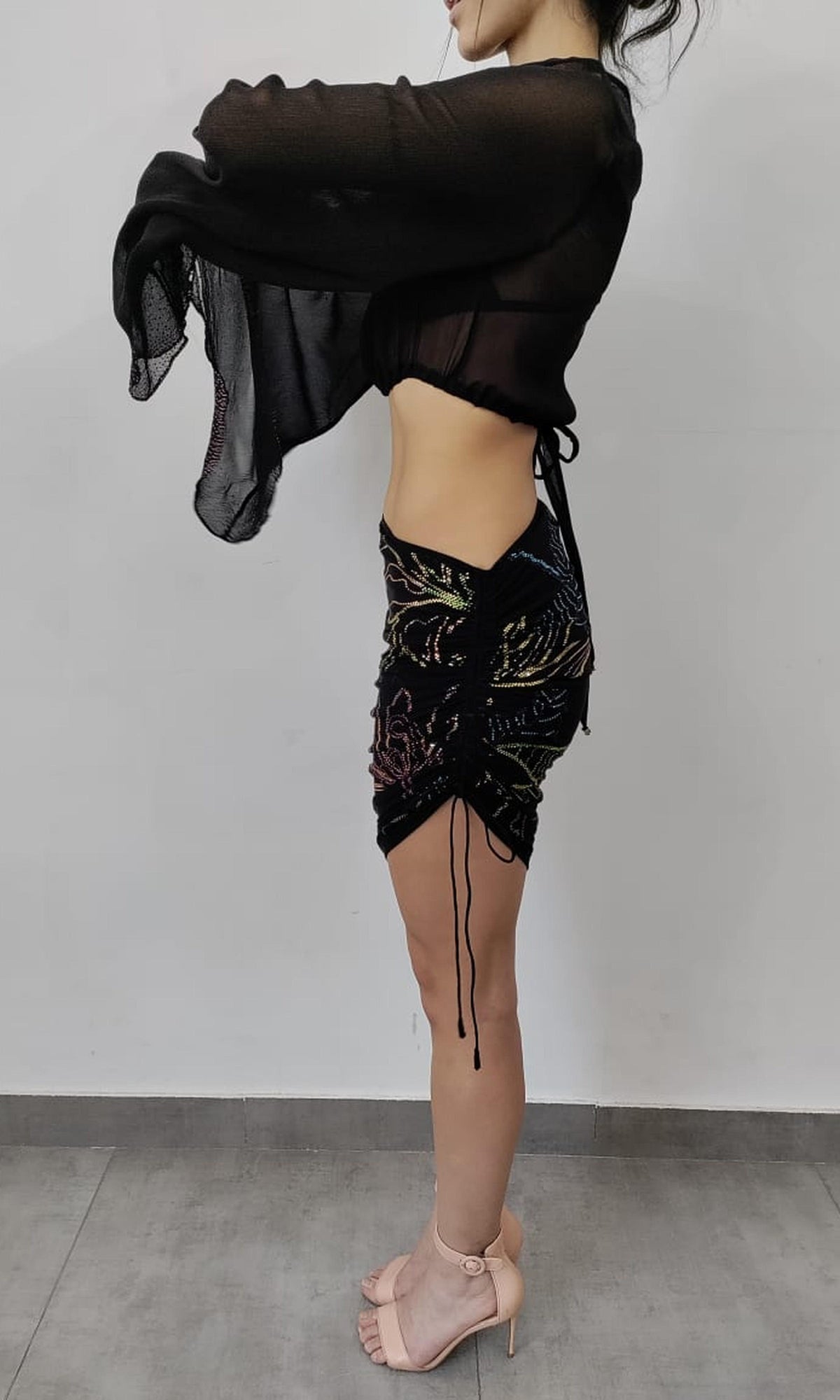 Rococo Sand | Chris Viscose Crinkle Chffon Top | Black