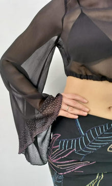 Rococo Sand | Chris Viscose Crinkle Chffon Top | Black
