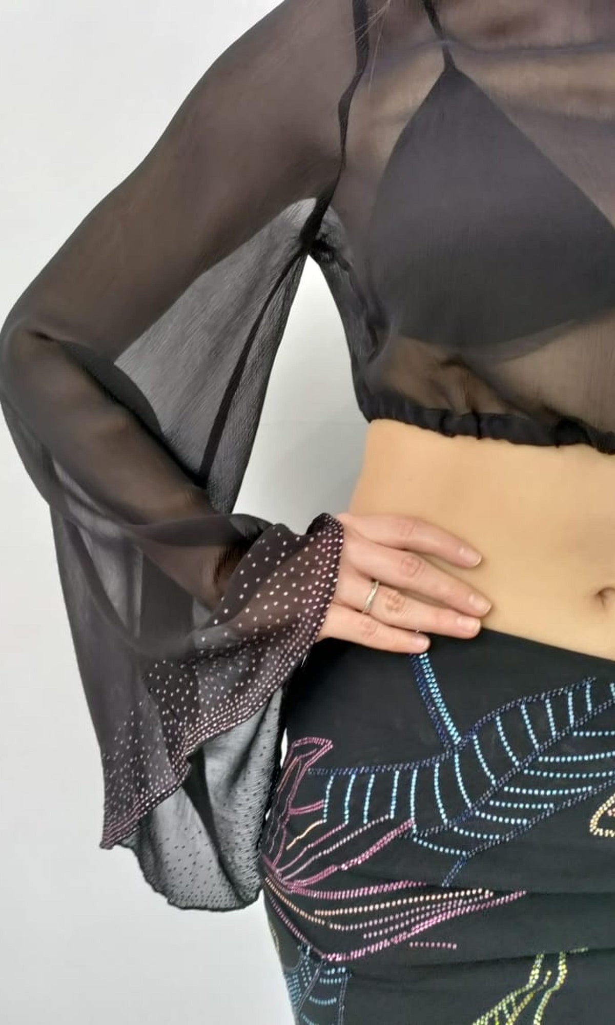 Rococo Sand | Chris Viscose Crinkle Chffon Top | Black