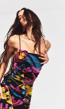 Rococo Sand | Chris Nylon Powermesh Midi Dress | Black