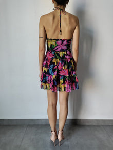 Rococo Sand | Chris Back Tie Mini Dress | Black Multi