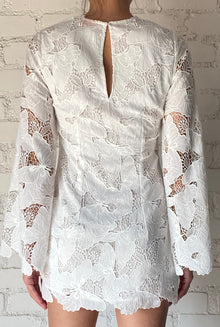 Rococo Sand | Coco Round Closed-Neck Long-Sleeve Short Dress | White