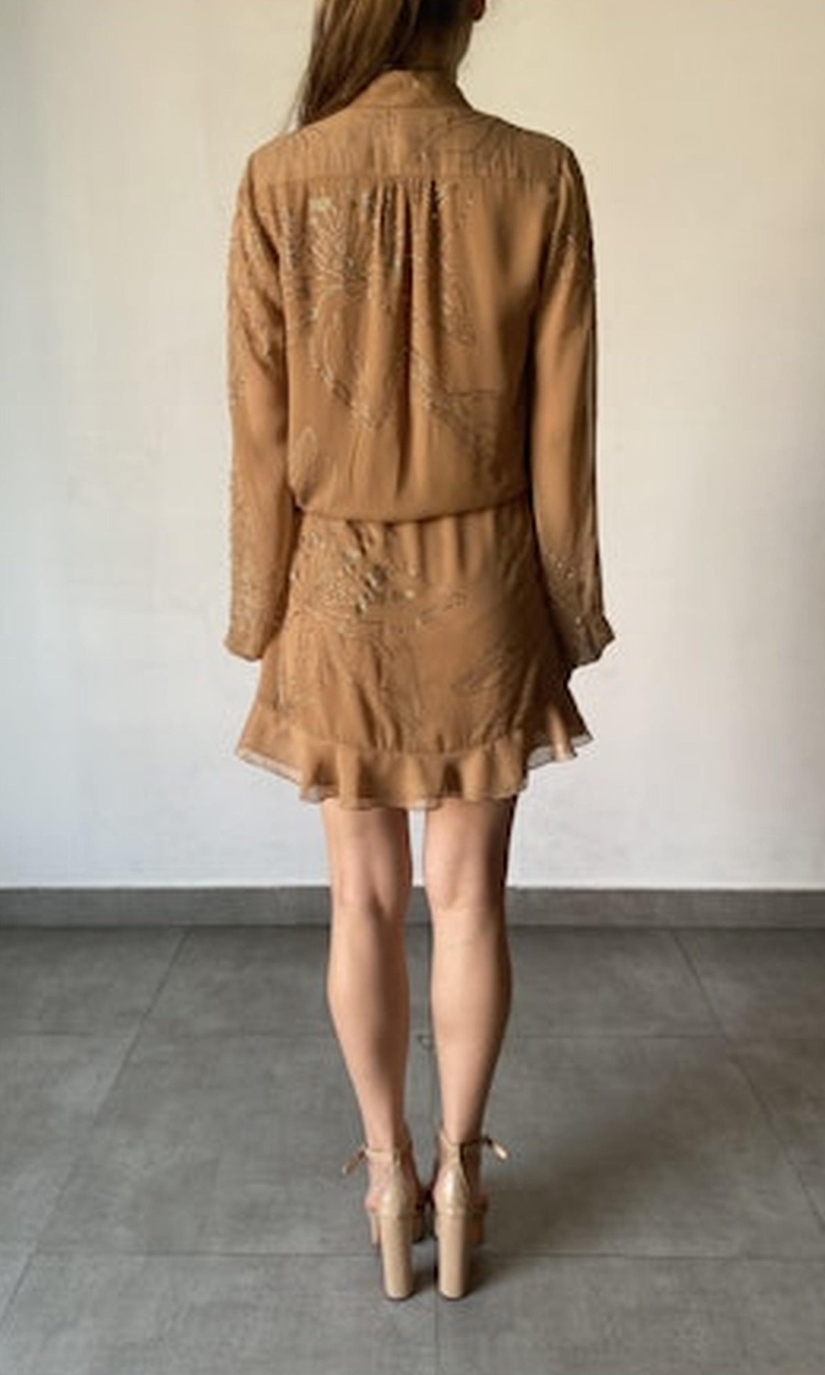 Womens | Dream Polyester Chiffon Short Dress | Nude
