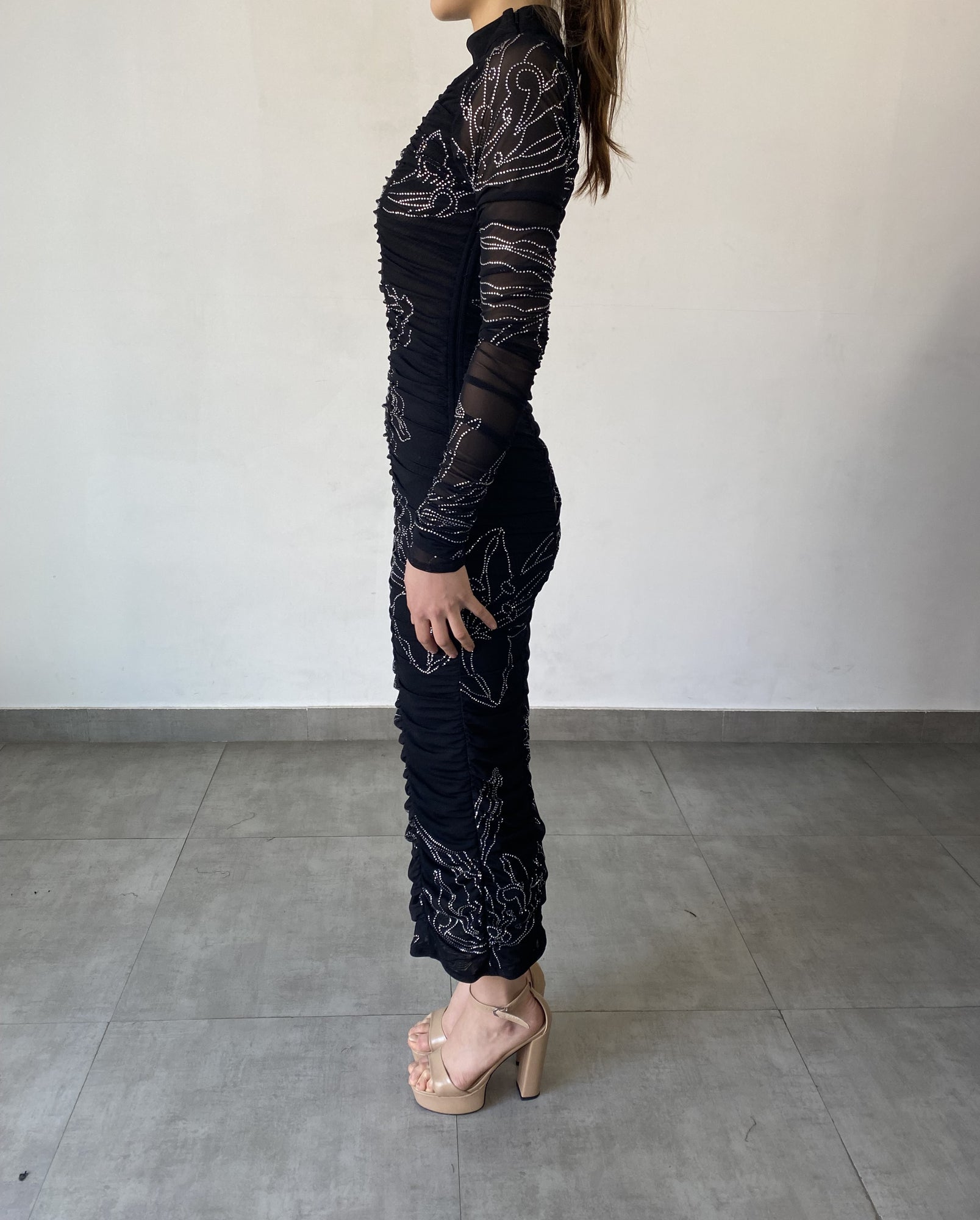 Rococo Sand | Dream High-Neck Midi Dress | Black