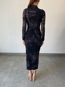 Rococo Sand | Dream High-Neck Midi Dress | Black