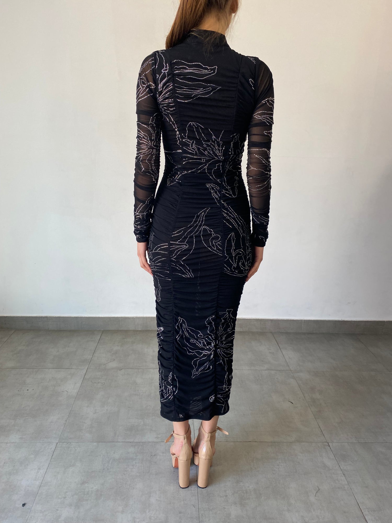 Rococo Sand | Dream High-Neck Midi Dress | Black