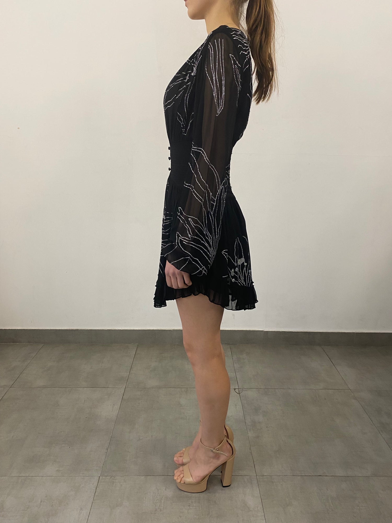 Rococo Sand | Dream Front Button Closure Short Dress | Black