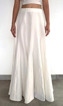 Rococo Sand | Eli Thin Linen Cotton Panelled Maxi Skirt | White