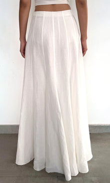 Rococo Sand | Eli Thin Linen Cotton Panelled Maxi Skirt | White