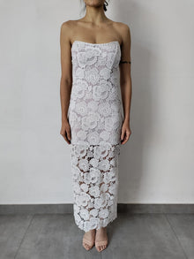 Rococo Sand | Eliza Back Lace-Up Regular Fit Maxi Dress | White